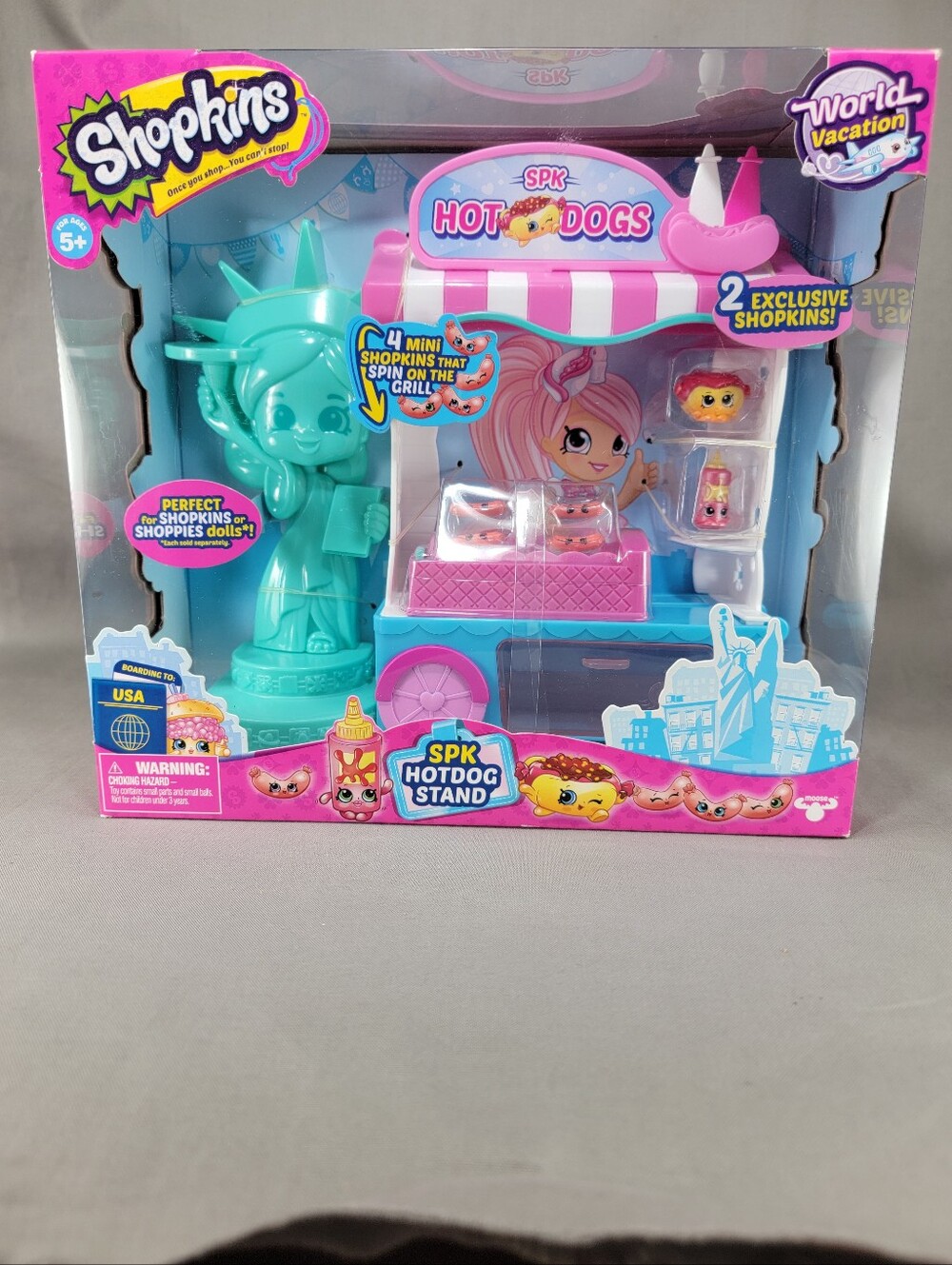 Shopkins SPK Hotdog Stand World Vacation Statue of Liberty Playset Grill